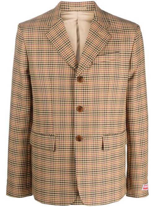 Checked single-breasted blazer - Neutrals