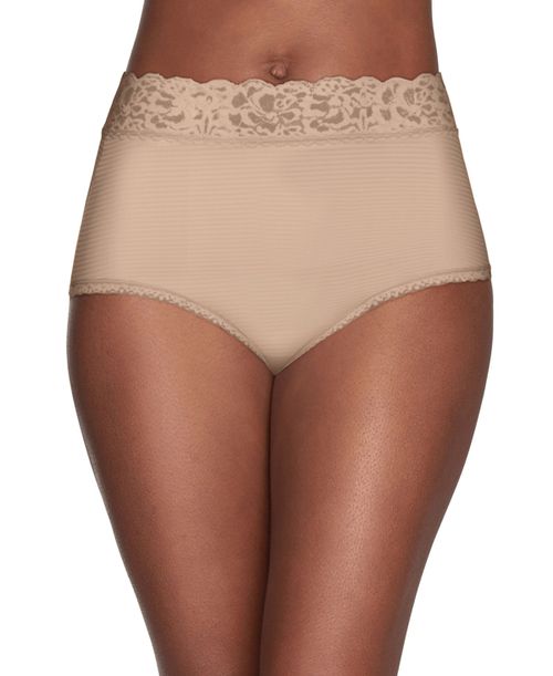 Flattering Lace Stretch Brief Underwear 13281, also available in extended sizes - Rose Beige- Nude