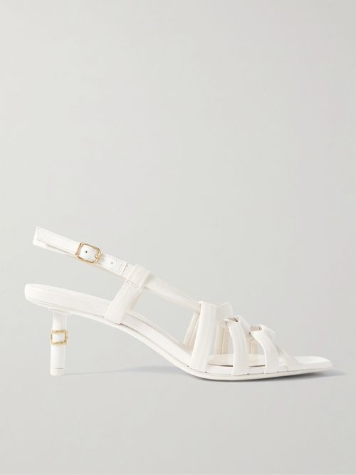 Marcie Cutout Leather Slingback Sandals - Off-white