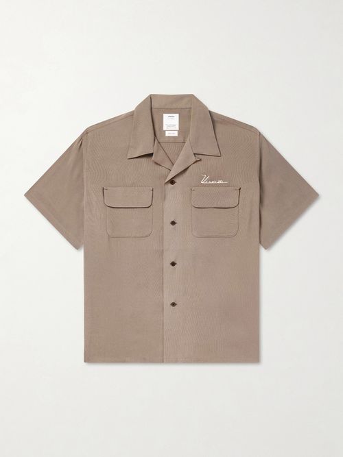 Judo Convertible-Collar Logo-Embroidered Woven Shirt - Men - Brown
