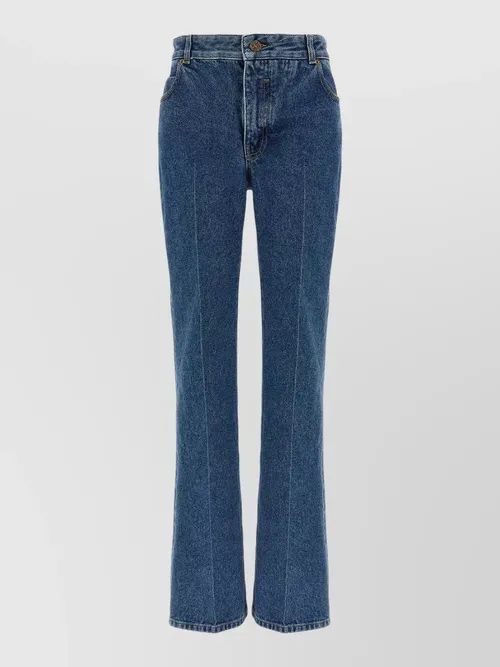 Balmain - embroidered denim trousers belt loops pocket