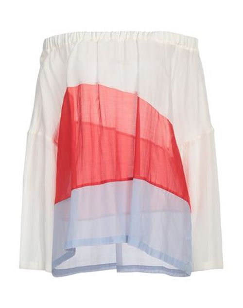 Woman Top Ivory Size 0 Cotton, Silk