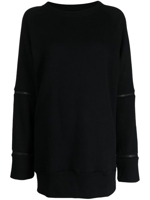 Zip-detail cotton sweatshirt - Black