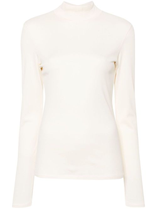High-neck cotton top - White
