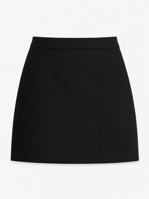 High-Waisted Structured Woven Mini Skirt - Black