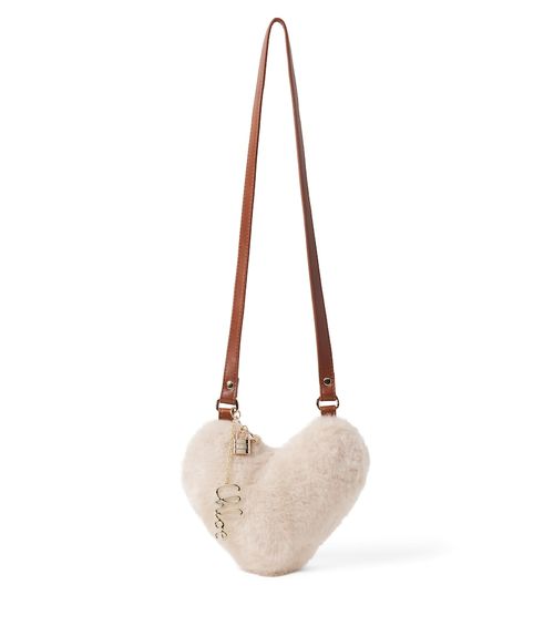 Chloé Kids Heart leather-trimmed crossbody bag