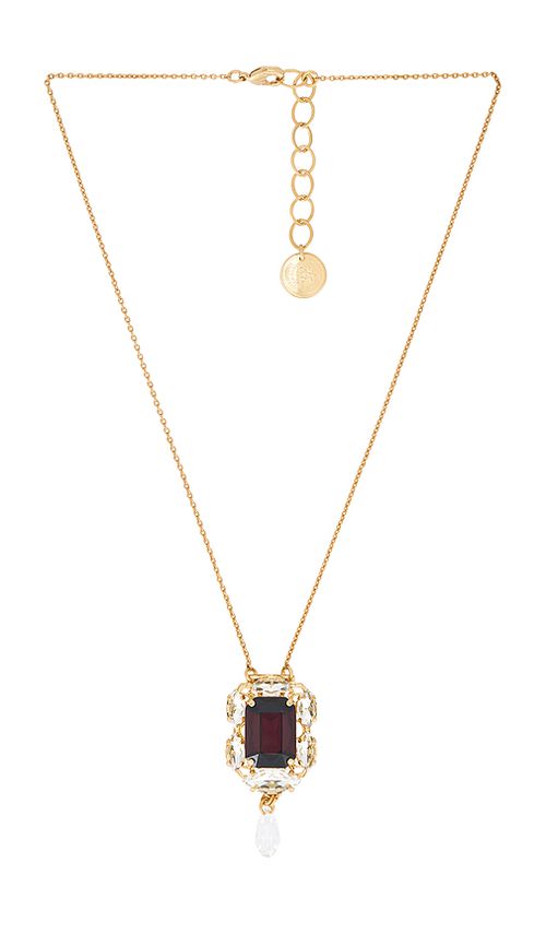 Anton Heunis Small Square Pendant With Drop Necklace in Burgundy