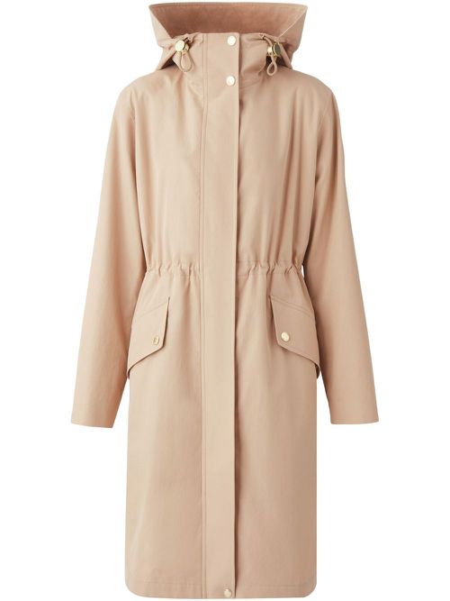Hooded gabardine parka coat - Brown