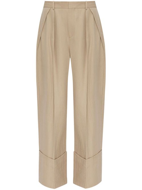 Maxi turn-up pants trousers - Neutrals