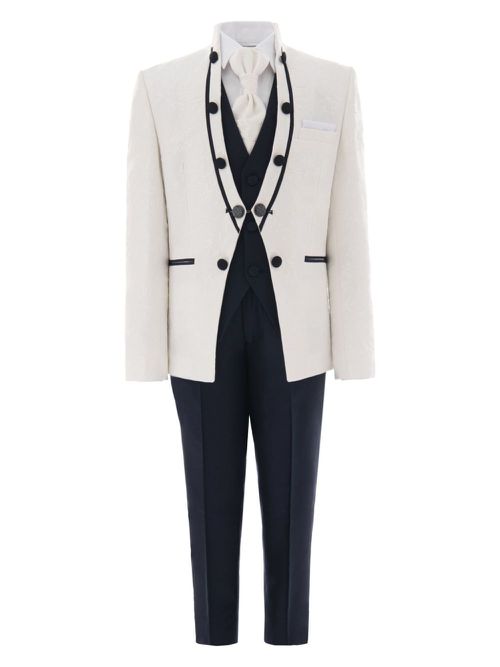 Floral-embroidered suit - Neutrals