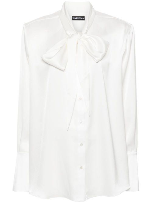 Bow-detail satin shirt - White