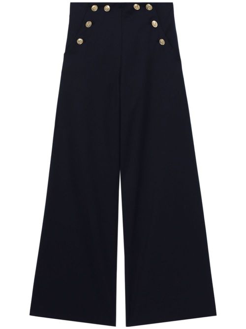 Decorative-button palazzo pants - Blue