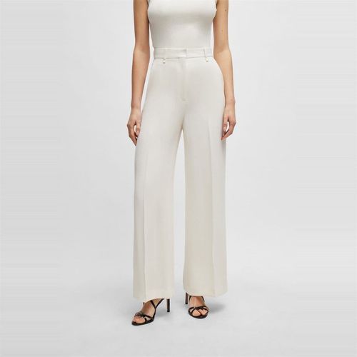 Boss Womens Tikela Solid Patterned Wide Leg Chinos in Open White