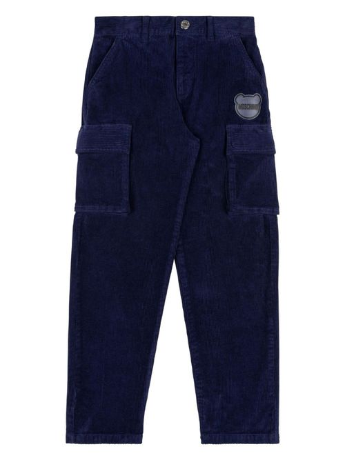 Logo-appliquéd cargo trousers - Blue