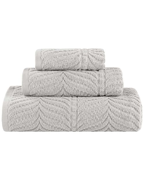 Zero Twist Cotton Elegant Chevron Soft Absorbent 3pc Jacquard Towel Set