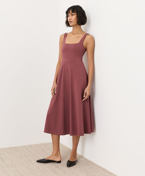 Women's Plum Wine Fit & Flare Square Neck Dre
