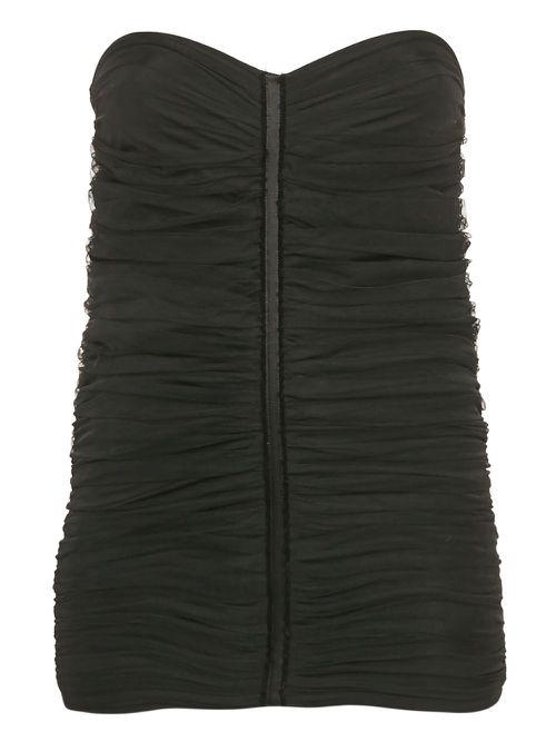 Ruched strapless top - Black