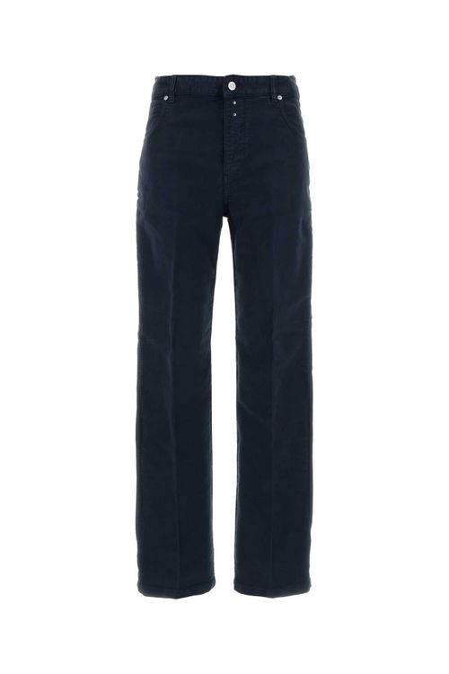 High-Rise Cotton Jeans — Navy