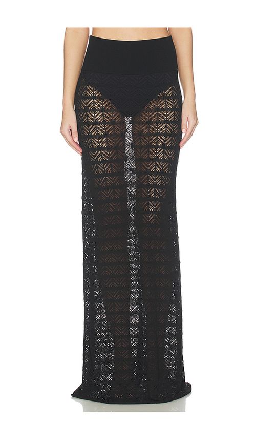 NBD Kyriah Pointelle Maxi Skirt in Black. L. Also in M, S, XL