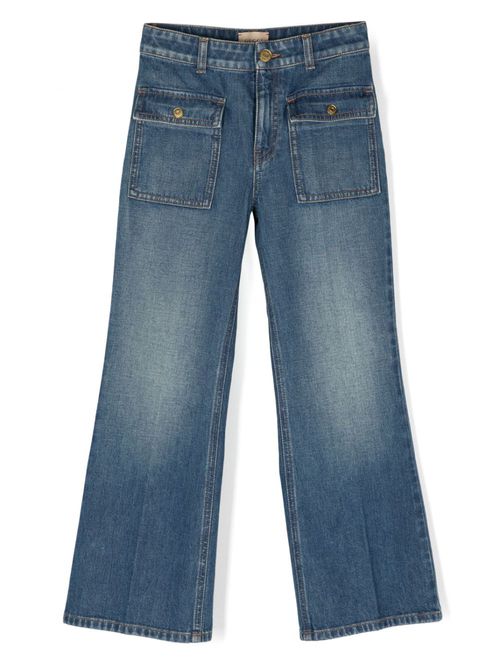 Interlocking G-patch wide-leg jeans - Blue