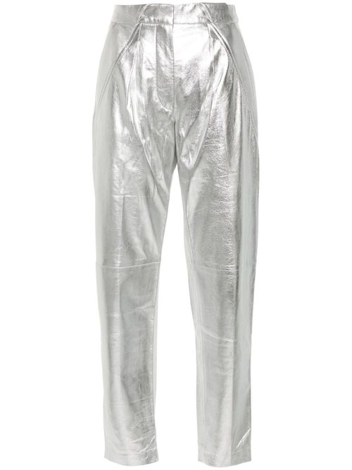 Metallic nappa tapered trousers - Silver