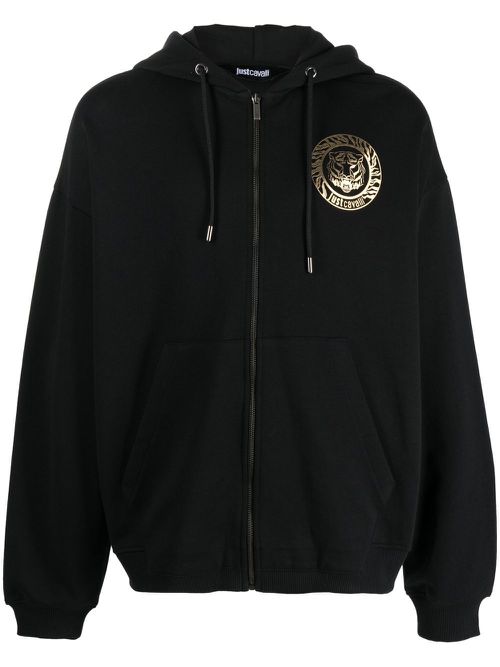 Logo-print cotton hoodie - Black