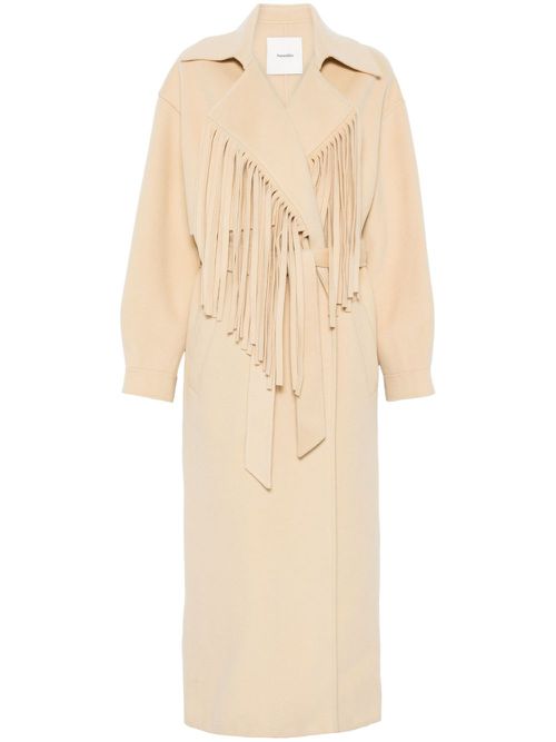 Fringe-detail coat - Neutrals