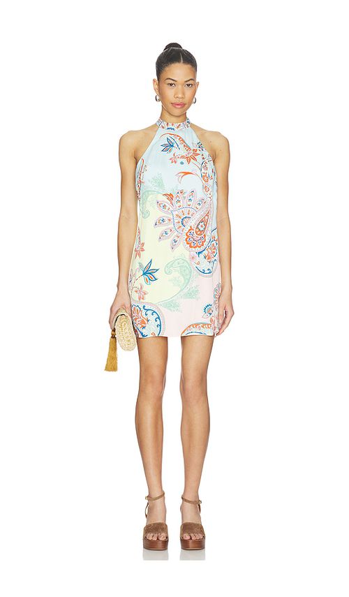 HEMANT AND NANDITA Halter Mini Dress in Baby Blue. S. Also in L, M, XL, XS