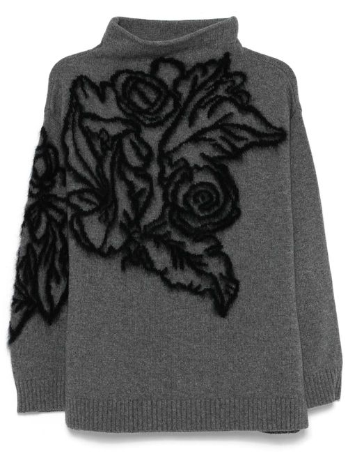 Floral-intarsia sweater - Grey