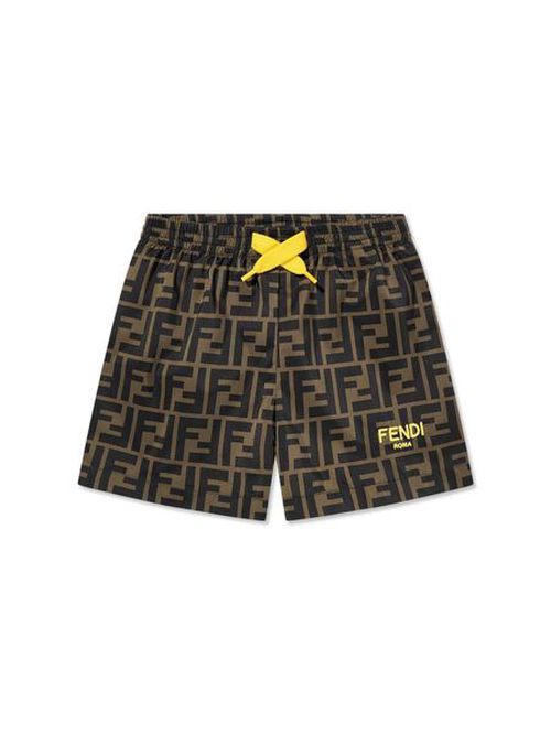 Fendi Kids Ff-Motif Drawstring Swim Shorts