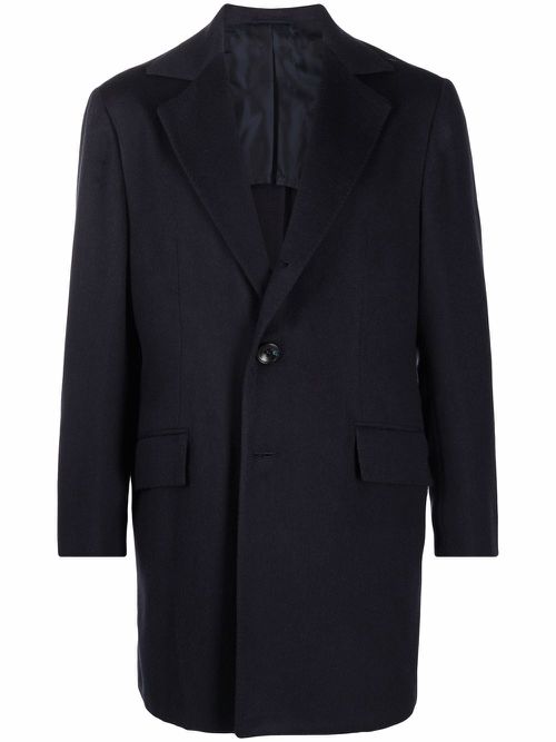 Notched lapels thigh-length blazer - Blue