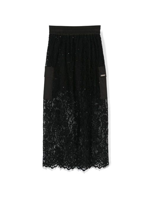 Floral-lace maxi skirt - Black