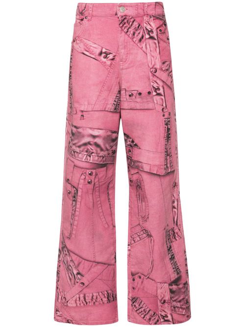 Cargo-patch print puddle trousers - Pink