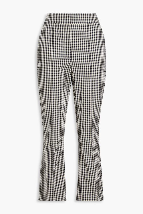Gingham cotton-blend flared pants