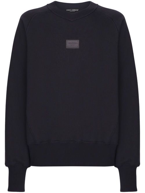 Logo-plaque cotton sweatshirt - Blue
