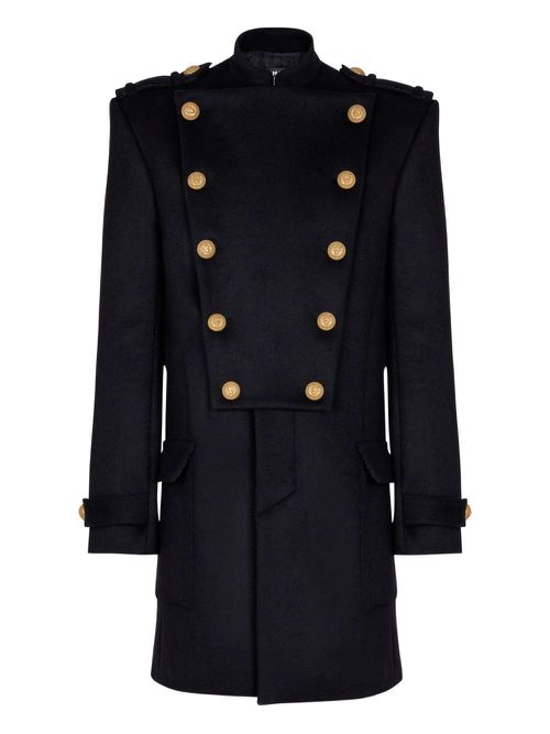 Detachable-bib coat - Black