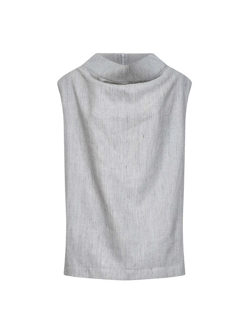 | Grey linen and wool chevron long sleeveless top | Women | M