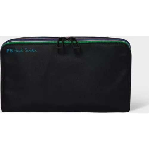 Men's Paul Smith Mens Leather Washbag - Black - Size: ONE size