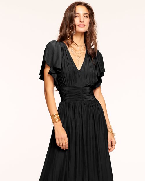 Joanie Short Sleeve Maxi Dress in Black