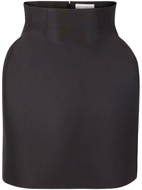 Taffeta High-Waisted Mini Skirt - Black