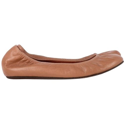 Lanvin Women's Preloved Round Toe Ballet Flats in Brown Leather in Light Brown