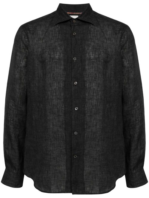 Long-sleeve linen shirt - Black