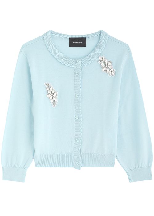 Crystal-embellished Wool Cardigan - Blue Light - M (UK12 / M)