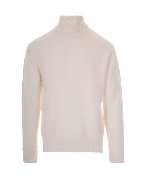 Virgin Wool Roll-Neck Sweater — Cream