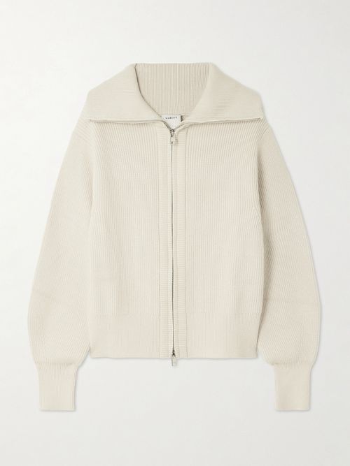 Enrico Ribbed-knit Turtleneck Cardigan - Cream