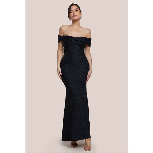 Goddiva Front Knot Twist Maxi Dress - Black