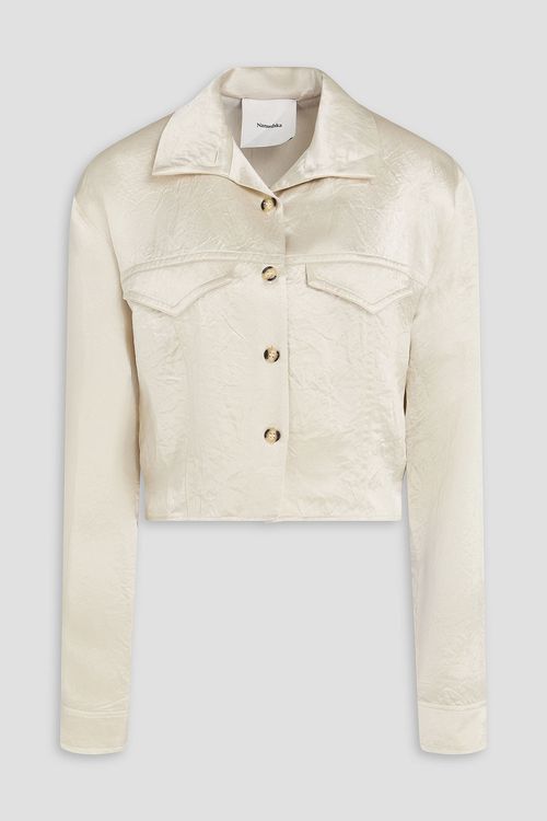 Janyn cropped crinkled satin shirt - White - L