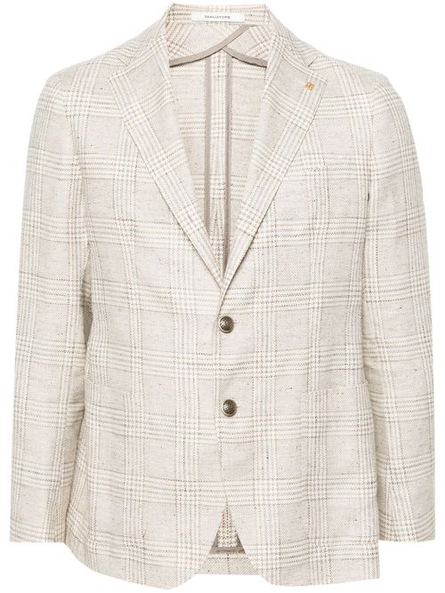Check-pattern single-breasted blazer - Neutrals