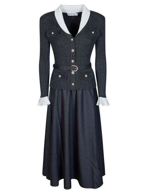 Elegant Knit Twill Midi Dress for Women