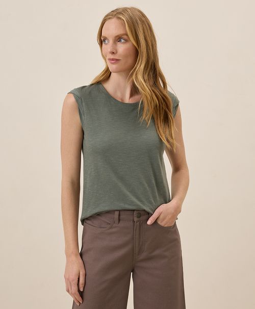 Women's Castor Green Featherweight Slub Muscle Tee